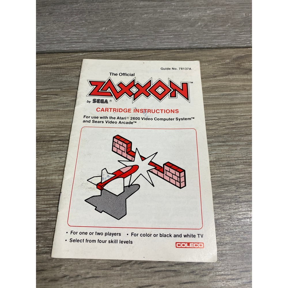 Zaxxon Atari 2600 Manual Coleco Sega Instruction Guide 78137A Sears Video Arcade